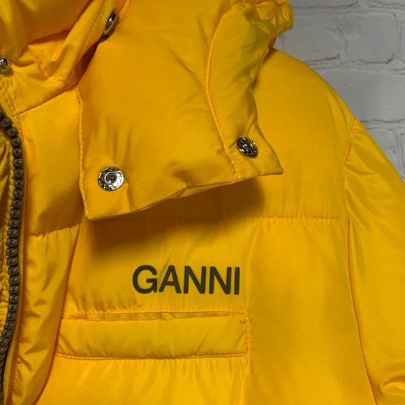 NEW Ganni Midi Down Bright Yellow Puffer Oversized Coat Jacket Size XXS XS 42” - Picture 11 of 15